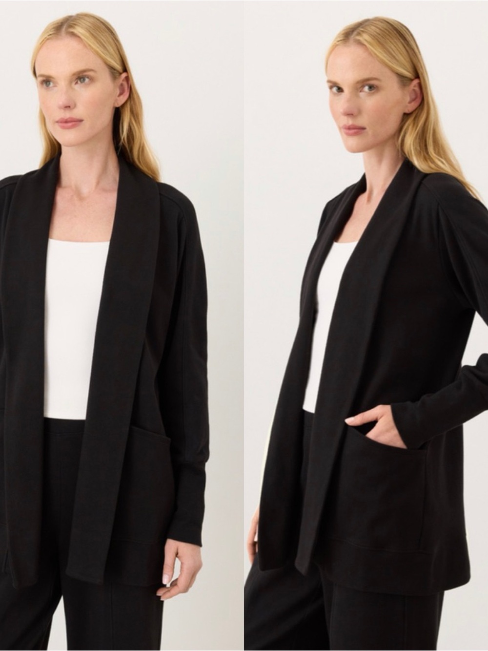Organic Airplane wrap Cardigan Womenโs Black Open-Front size L